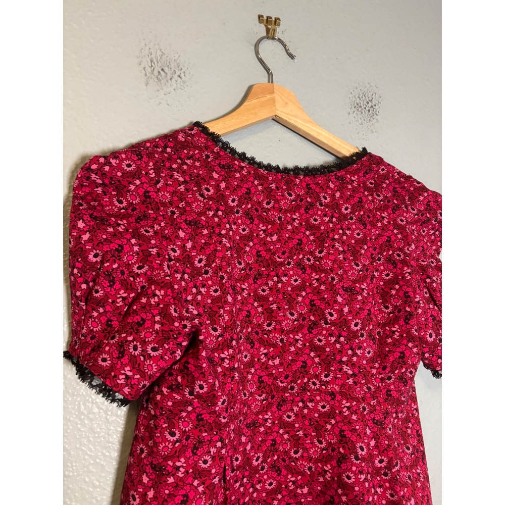 Anthropologie Maeve Puff Sleeve Babydoll Top Pink Floral Size Small - Picture 7 of 8